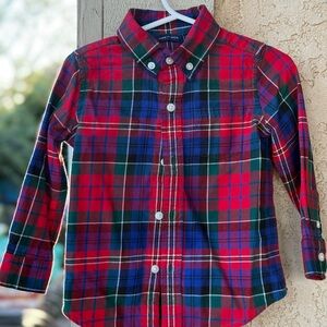 Janie and Jack Red Green Blue Plaid Button-Down Shirt